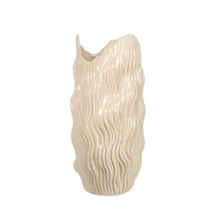 Aardewerk vaas Veil beige L