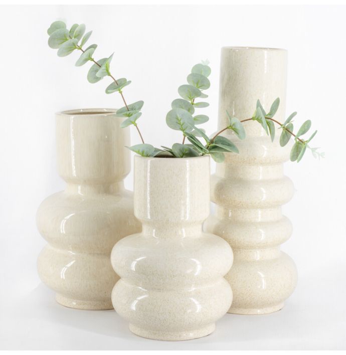 Aardewerk vaas Stack beige