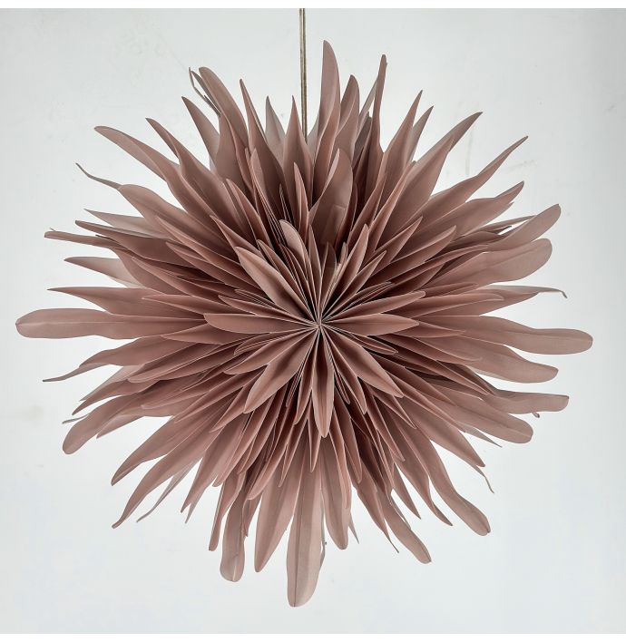 Kerstster snow 40cm roze met pendel