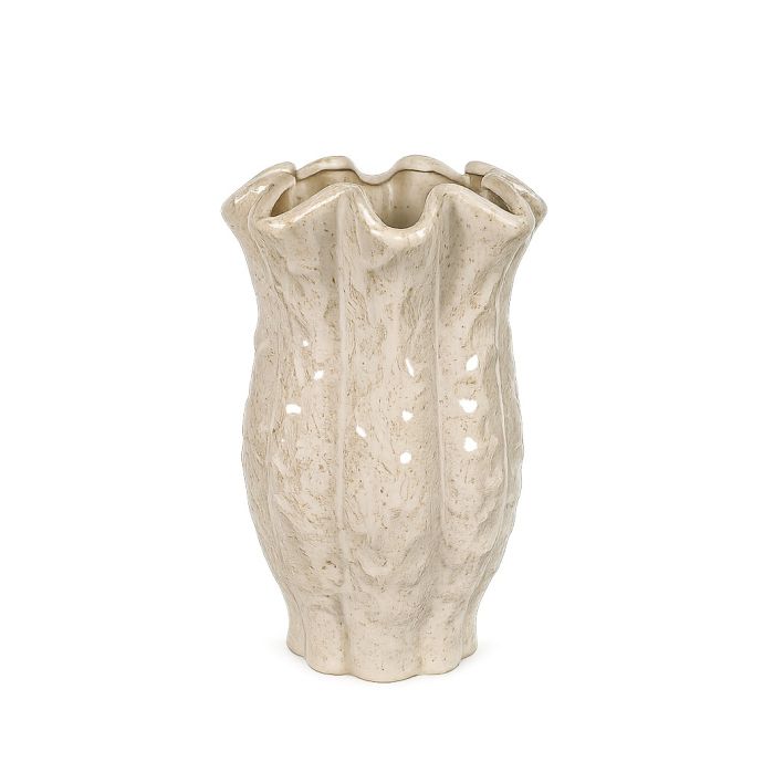 Aardewerk vaas Riff beige S