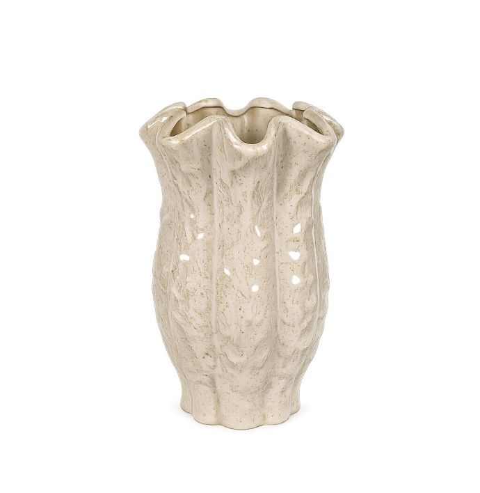 Aardewerk vaas Riff beige S