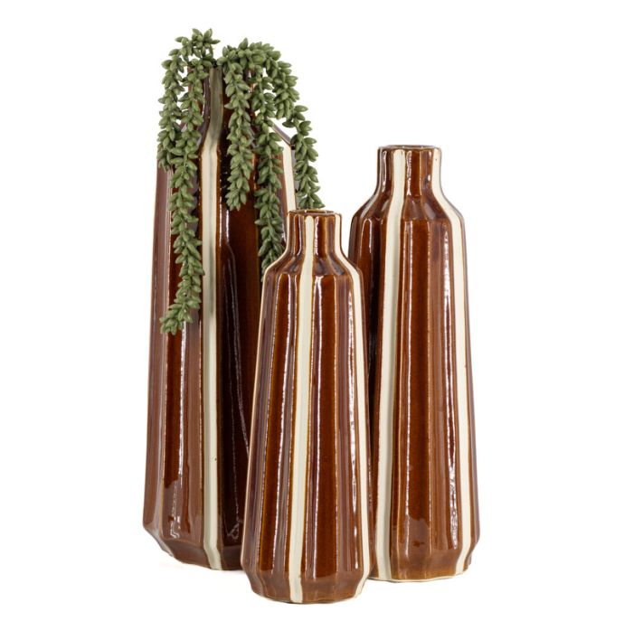 Aardewerk vaas Strea S bruin beige