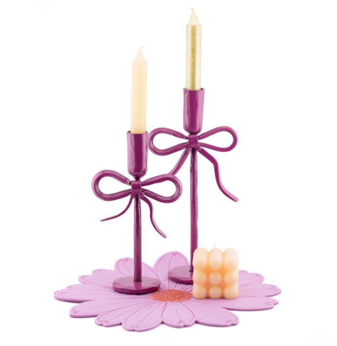 Kaarsenstandaard bow 25cm fuchsia