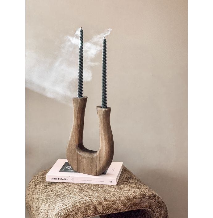 Houten organische kaarsenstandaard walnut