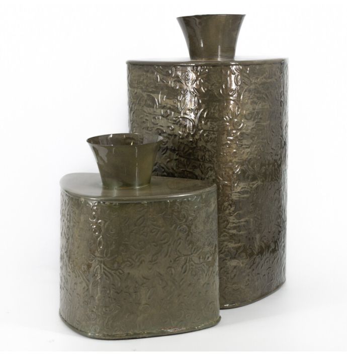 Metalen vaas driehoek olive stone