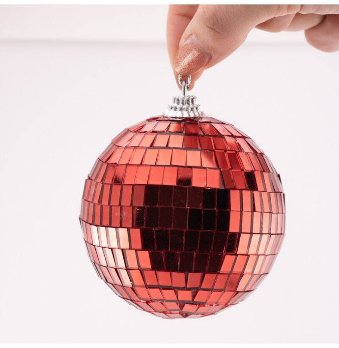 Set van 6 discoballen - Rood - 8cm
