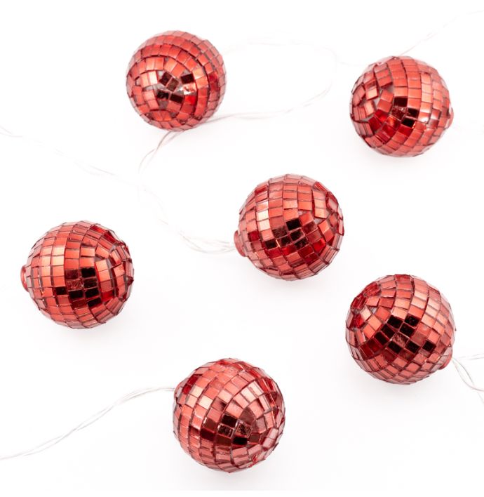 Slinger discobal met LED 4cm rood