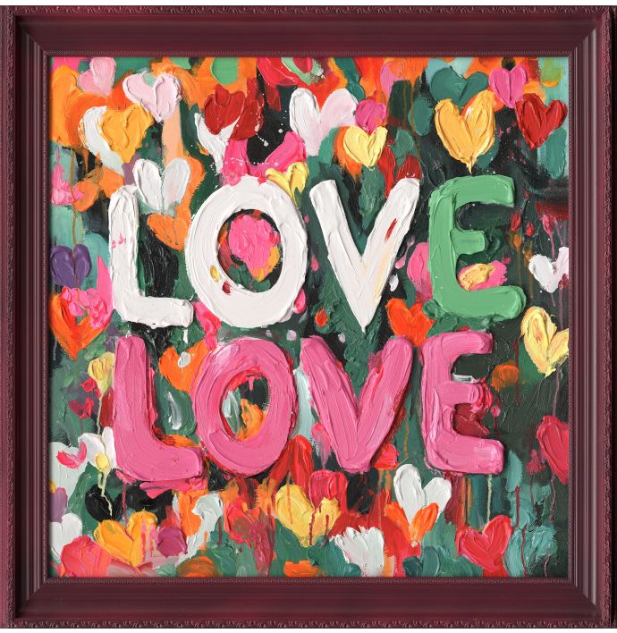 Schilderij met lijst love 70x70cm
