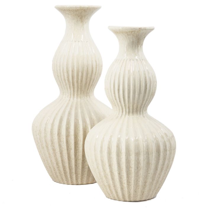Aardewerk vaas Clown beige