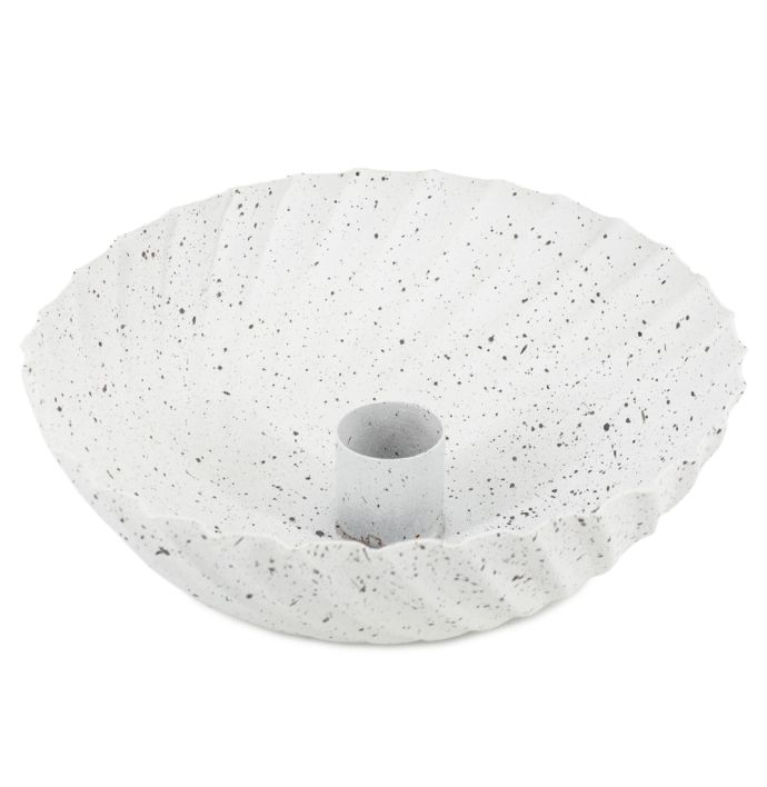 Metalen kaarsenstandaard bowl white dots