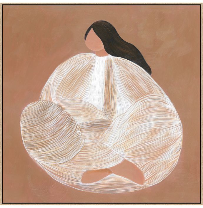 Schilderij vrouw kleermakerszit