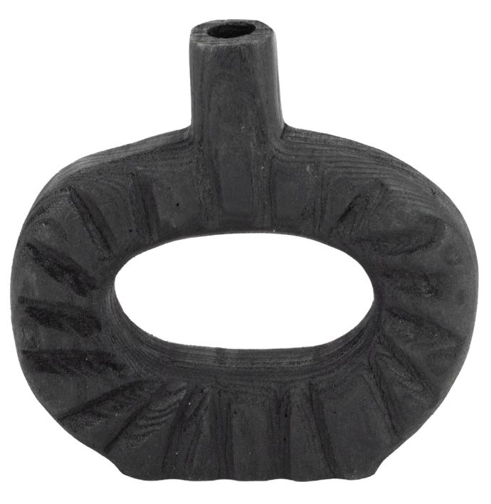 Houten donut vaas zwart