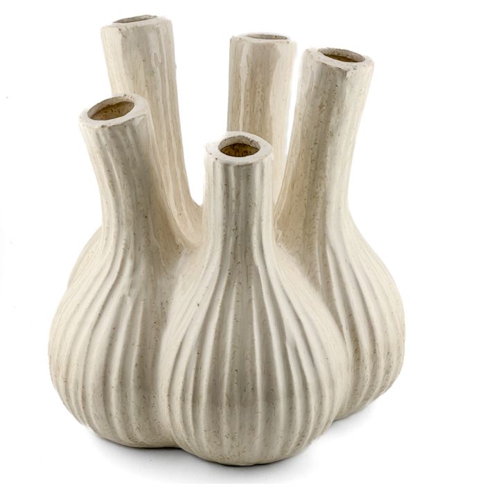 Aardewerk tulpenvaas Garlic beige