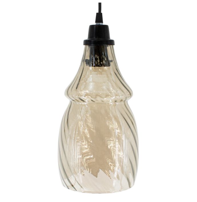 Hanglamp glas smoke/zwart