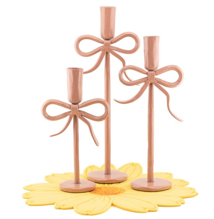 Kaarsenstandaard bow 30cm roze