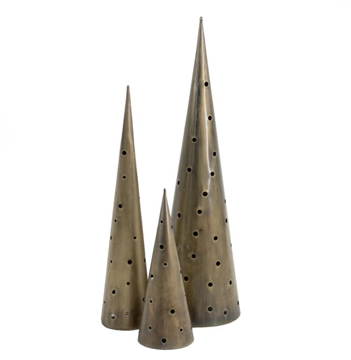 Metalen cone kerstboom cirkels goud