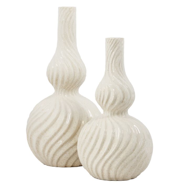 Aardewerk vaas Curly beige
