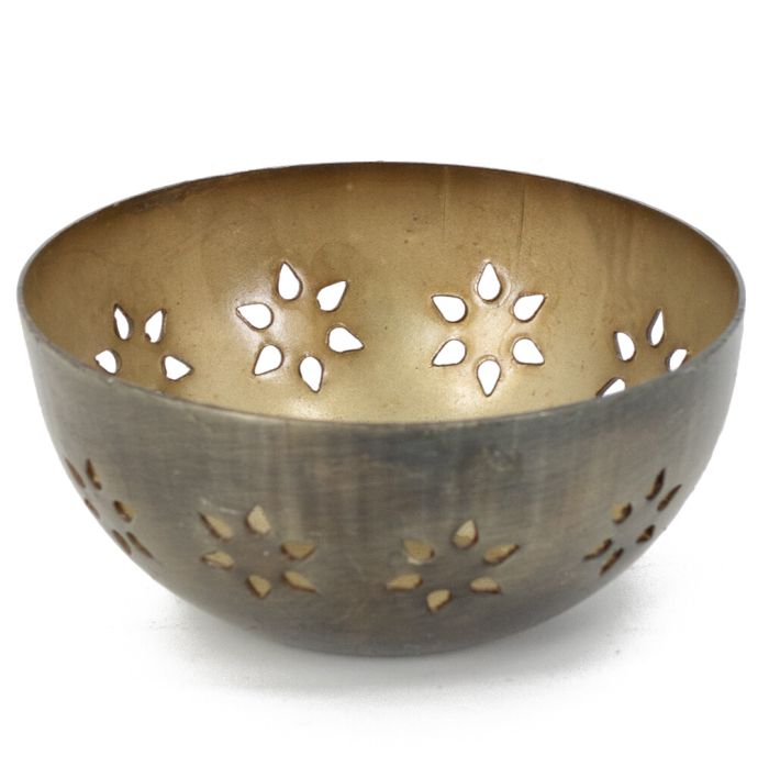 Schaaltje bloemen goud