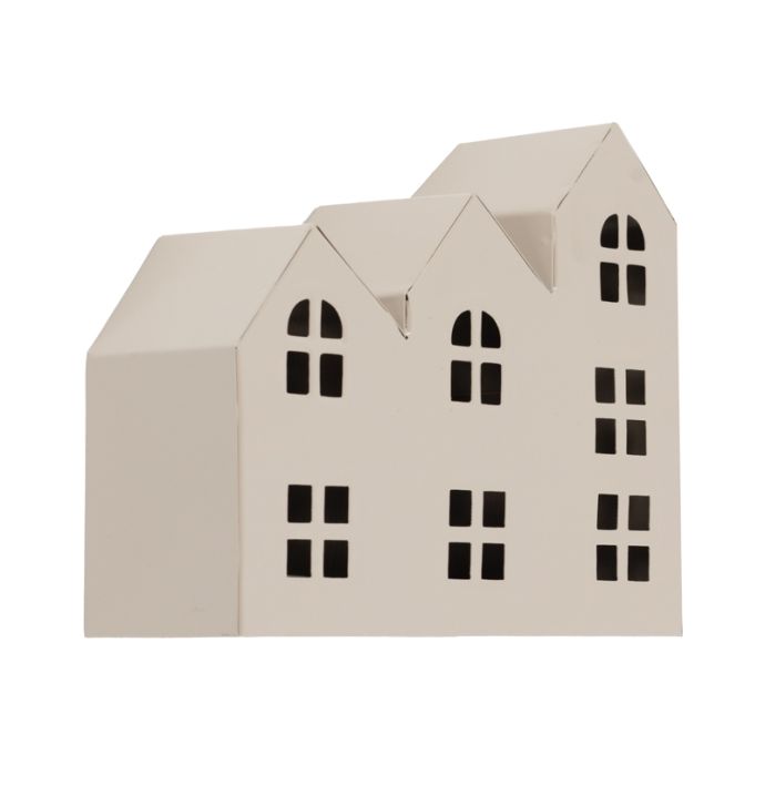 Metalen windlicht huisjes sand