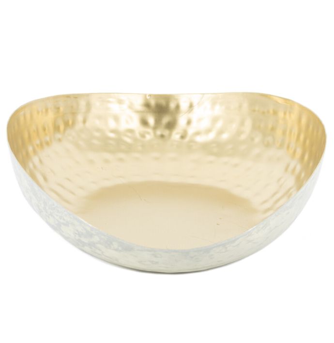 Metalen tray druppel wit met goud