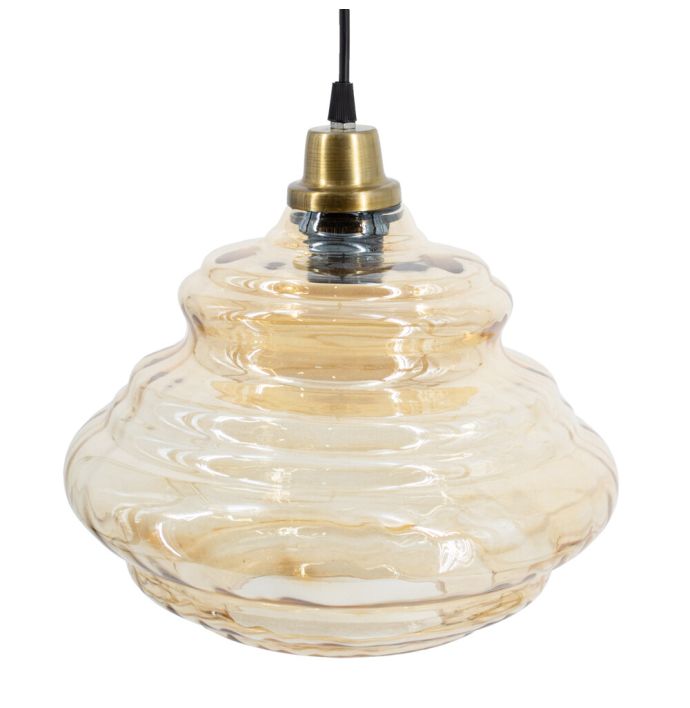 Hanglamp glas roest/goud