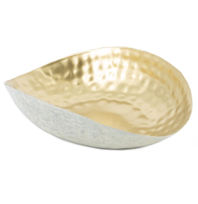 Metalen tray druppel wit met goud