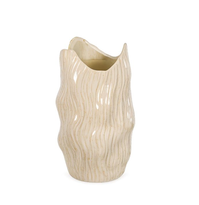 Aardewerk vaas Veil beige S
