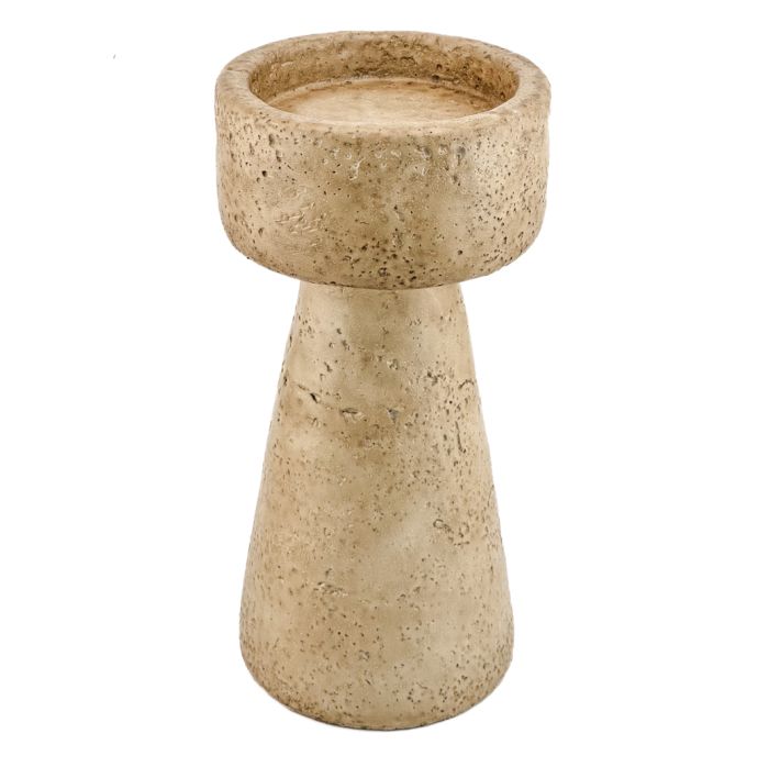 Aardewerk kaarsenstandaard beige M wb