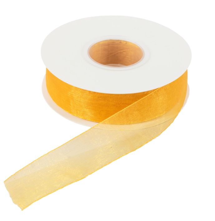 Organza lint goud 25mm rol met 45 meter
