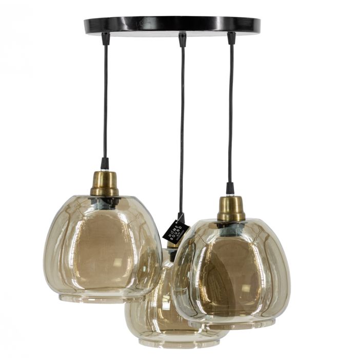Hanglamp 3 kappen black smoke