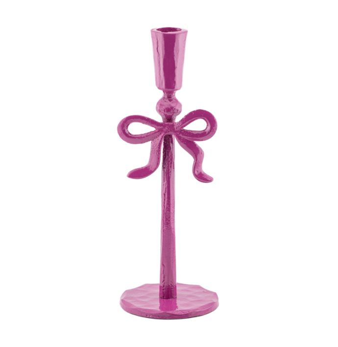 Kaarsenstandaard strikje 25cm fuchsia