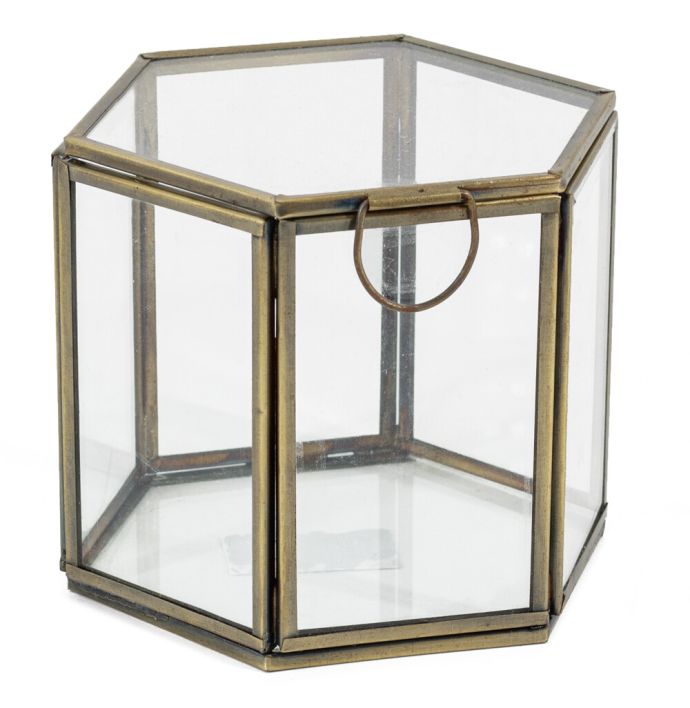 Glazen doosje hexagon met deksel