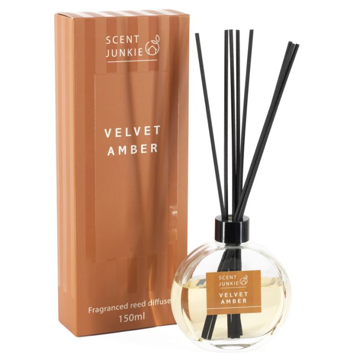 Geurdiffuser met stokjes 150ml velvet amber