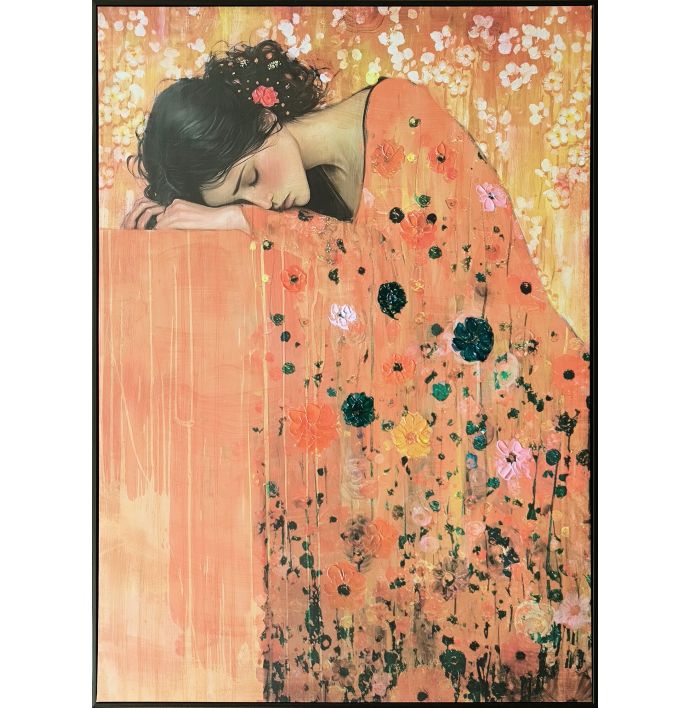 Schilderij vrouw bloemen 60x80cm