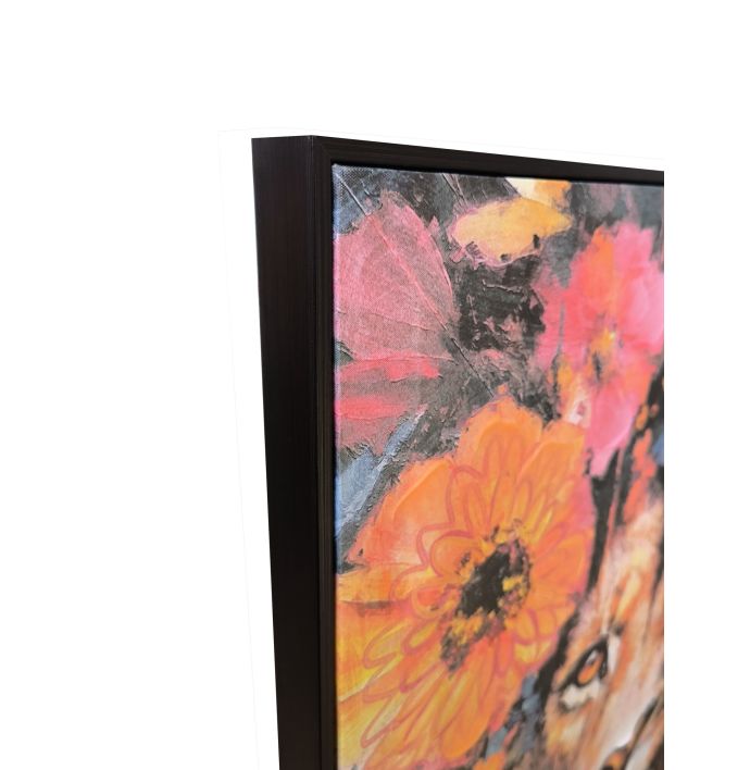 Schilderij leeuw bloemen 60x80cm