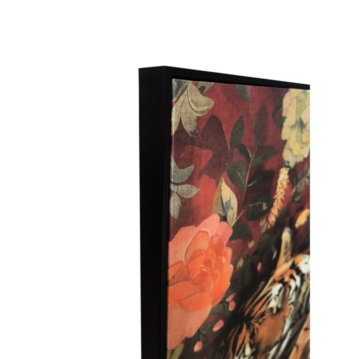 Schilderij tijger bloemen 60x80cm