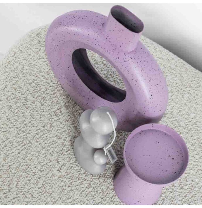 Metalen kaarsenstandaard lila dots