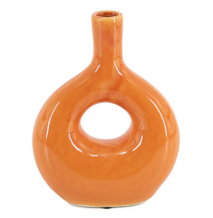 Aardewerk Donut vaas tangerine