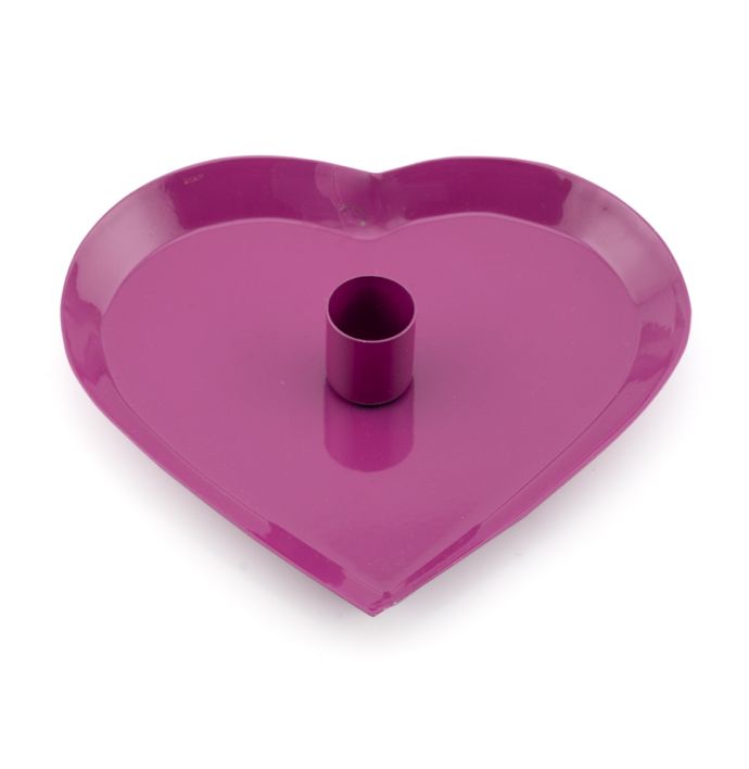 Kaarsenstandaard hart fuchsia 16cm