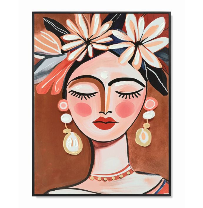 Schilderij vrouw met bloemen 30x40cm