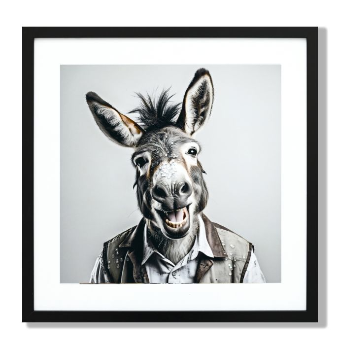 Schilderij donkey 50x50cm