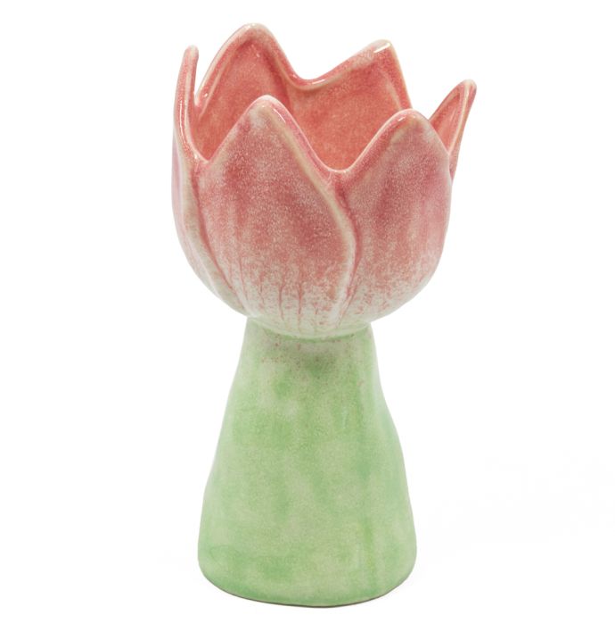 Aardewerk vaas tulp roze
