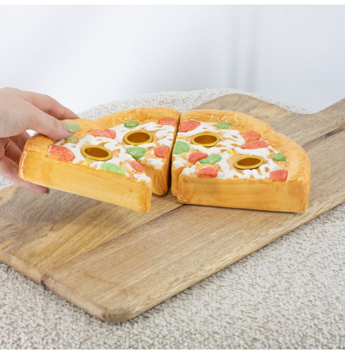Aardewerk kaarsenstandaard pizzapunt