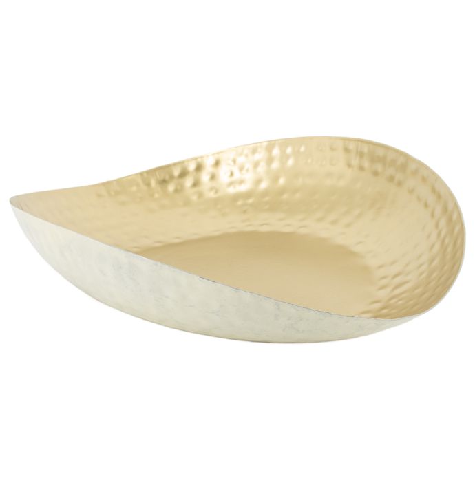 Metalen tray druppel wit met goud