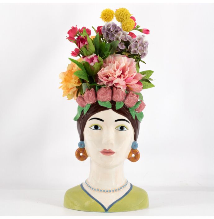 Aardewerk vaas Vrouw tulpen