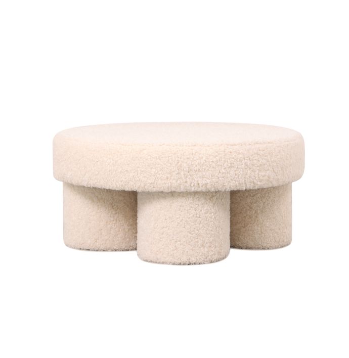Poef Babette in stof plush wit