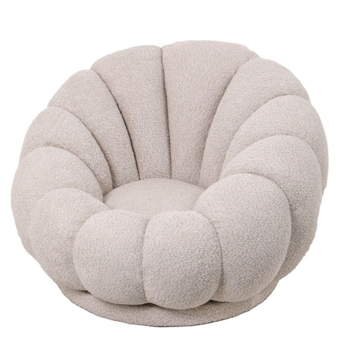 Fauteuil Poppy in stof bouclé zand