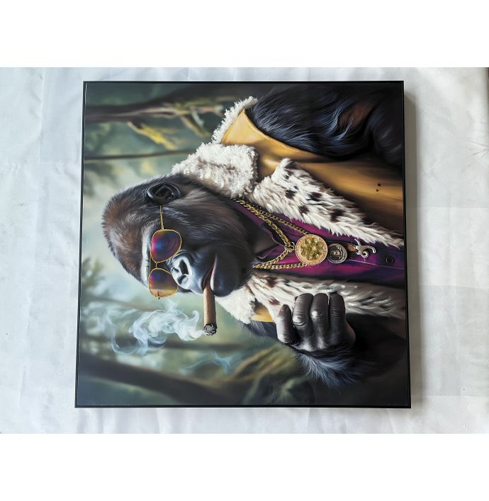 Schilderij gorilla sigaar 100x100cm