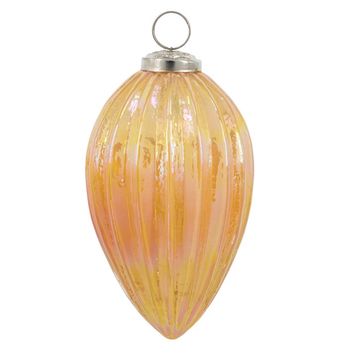 Kerstbal ovaal glas orange lustre