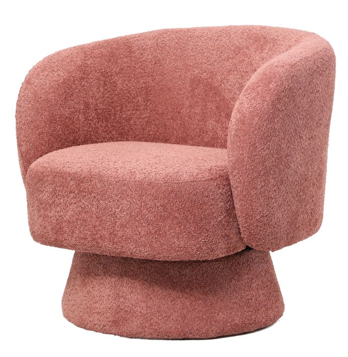 Draaifauteuil Esmee in stof Bouclé oudroze